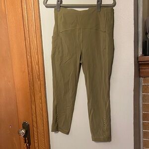 Lululemon light Olive Green High-Waisted Leggings size 8, like new.